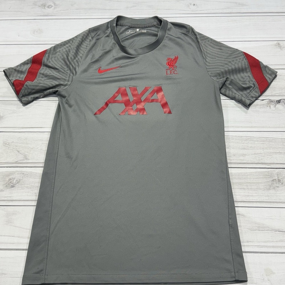 Nike Liverpool Training Jersey Shirt Small Gray Football Soccer Top AXA